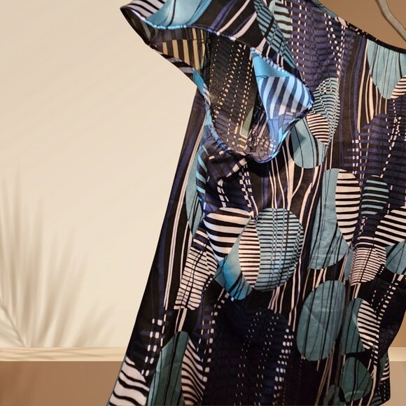 APT. 9 Blue & Black Abstract Print Blouse | Size L - Picture 2 of 5